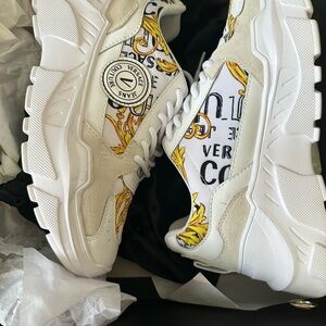 Versace Jeans Couture White and Gold Women's Sneakers